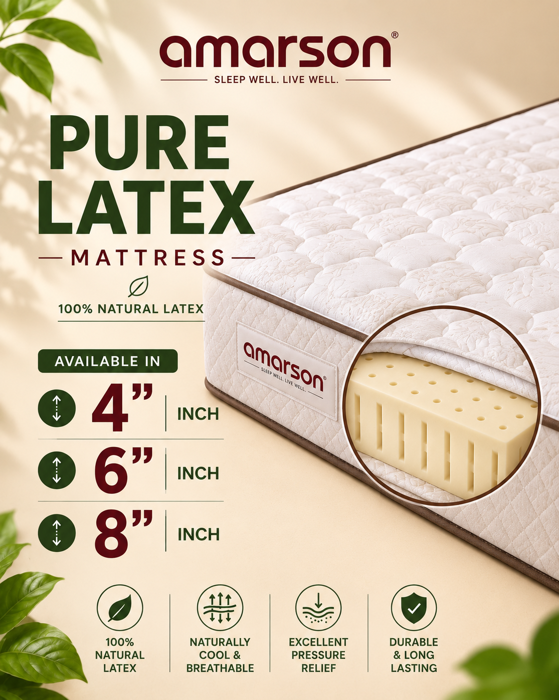 Pure Latex Foam Mattress